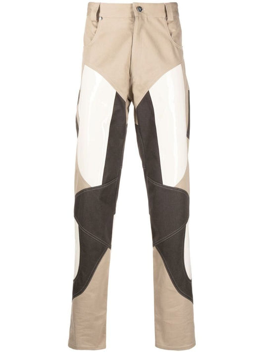 Neutral Patchwork Straight Leg Trousers