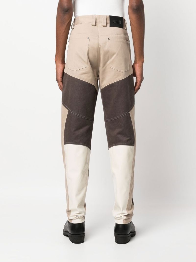 Neutral Patchwork Straight Leg Trousers