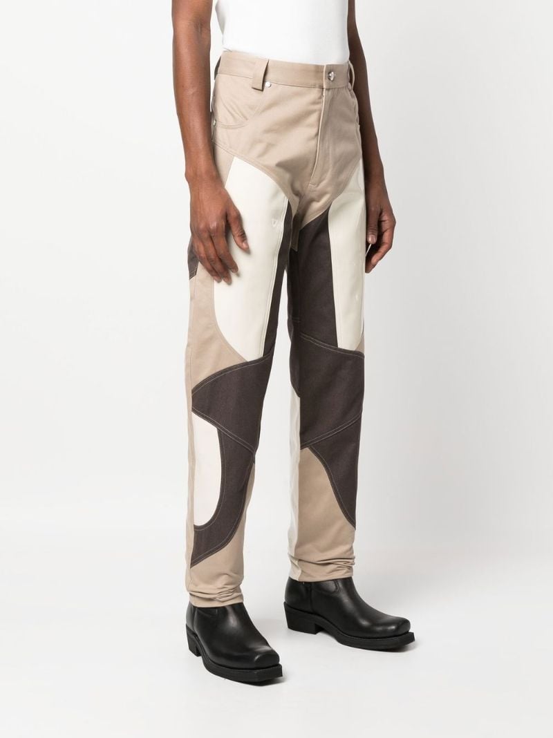 Neutral Patchwork Straight Leg Trousers