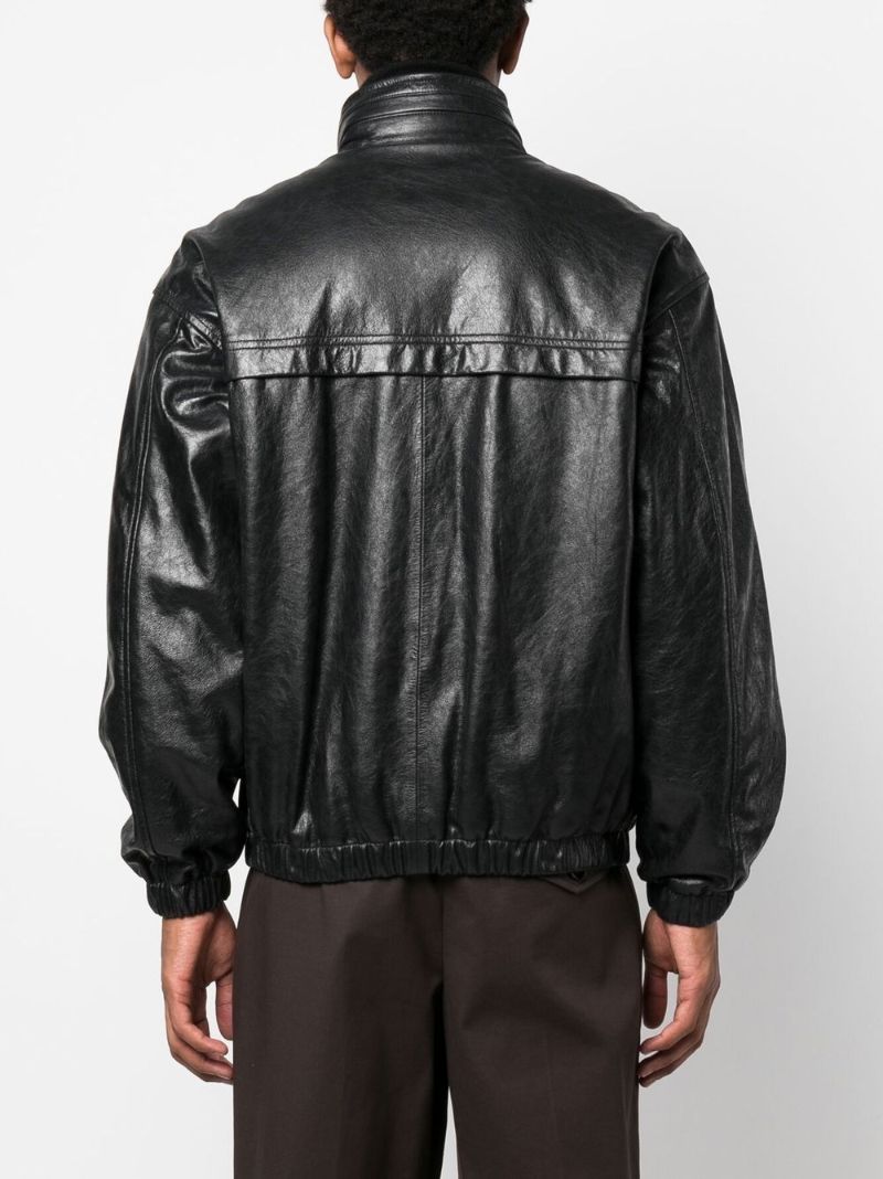 Black Leather Blouson Jacket