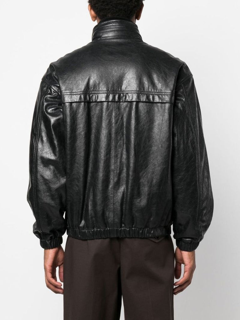 Black Leather Blouson Jacket