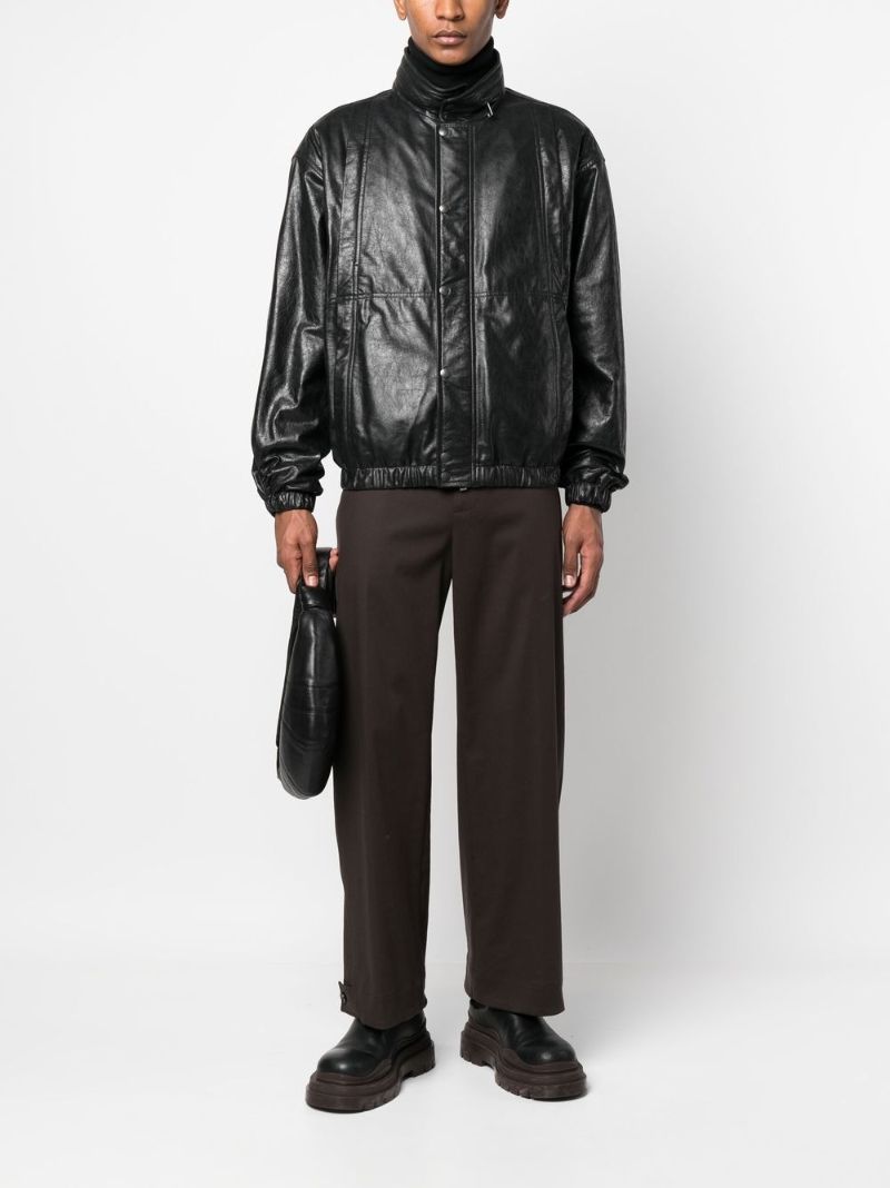 Black Leather Blouson Jacket