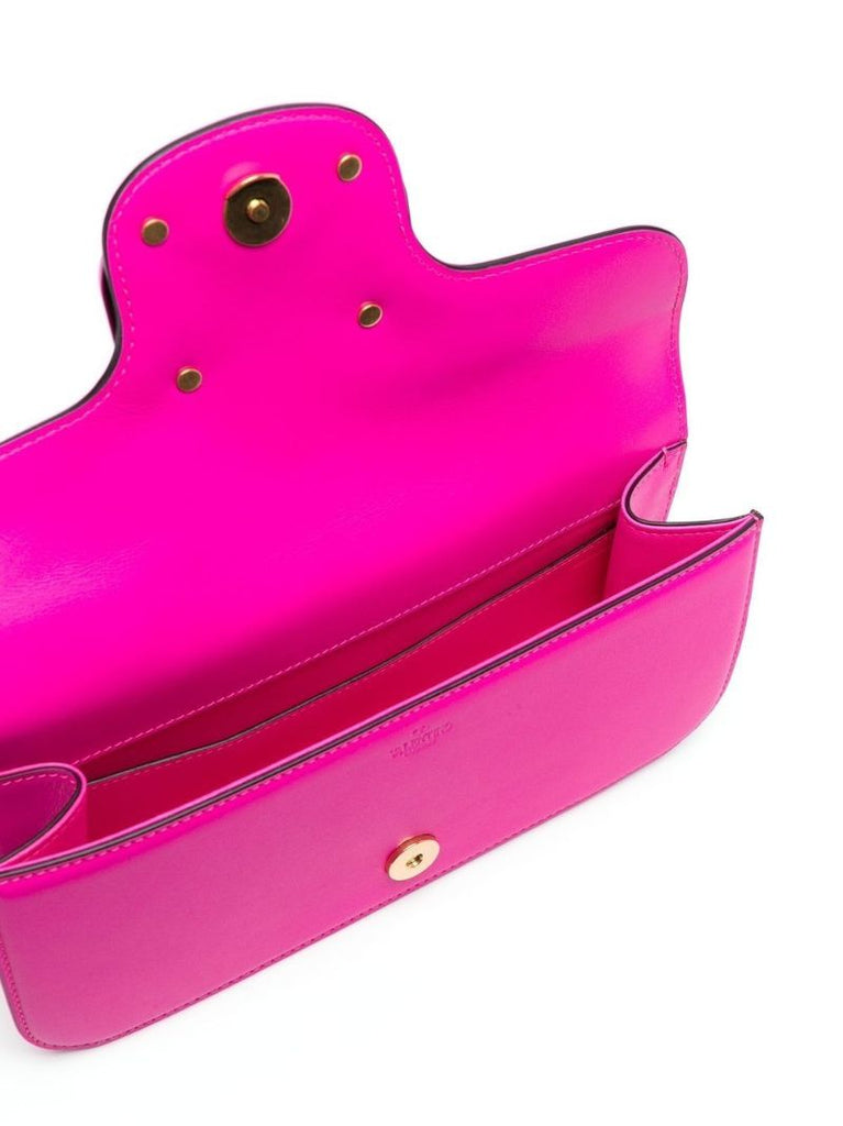Pink Vlogo Signature Leather Shoulder Bag