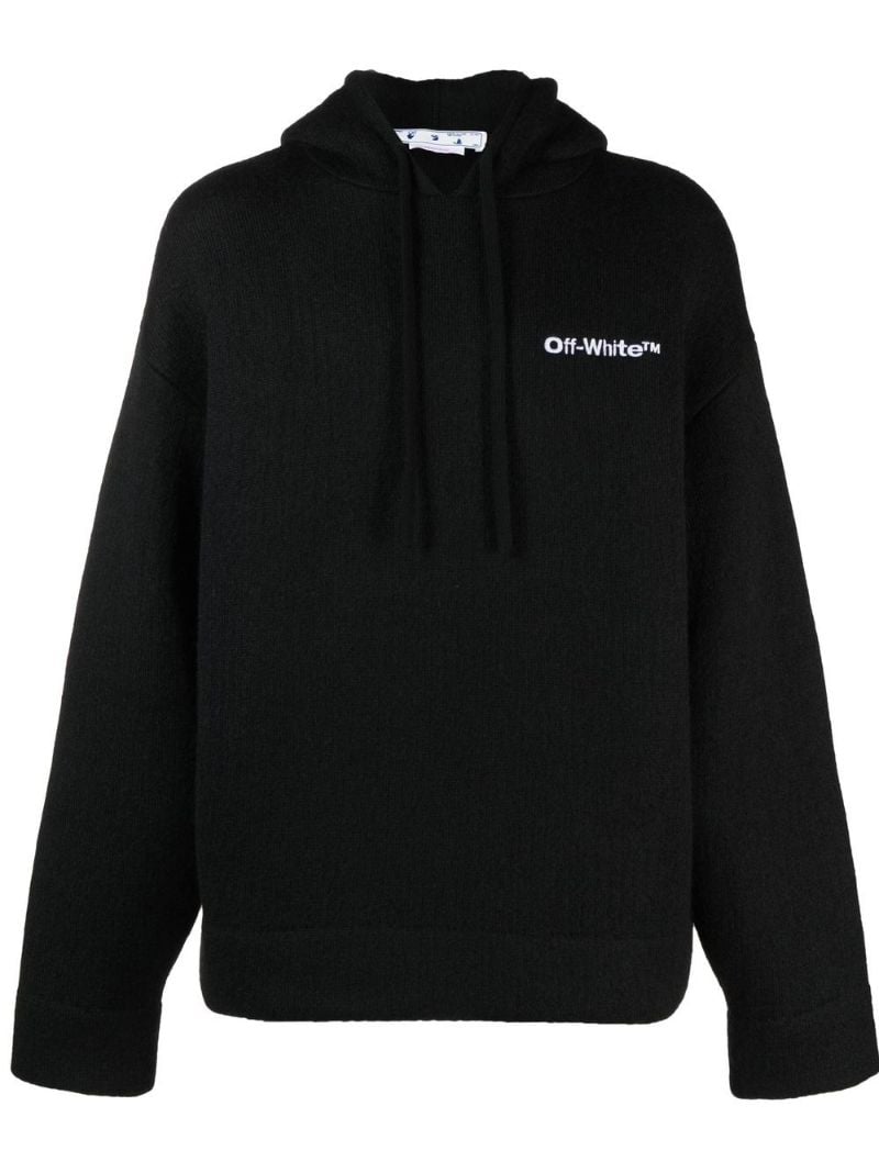Black Logo Print Hoodie