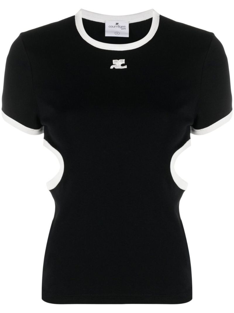 Black Cut-out Cotton T-shirt