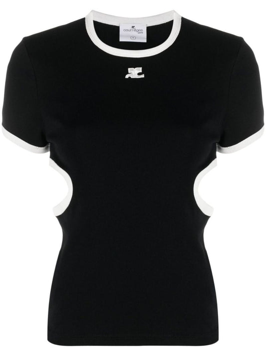 Black Cut-out Cotton T-shirt