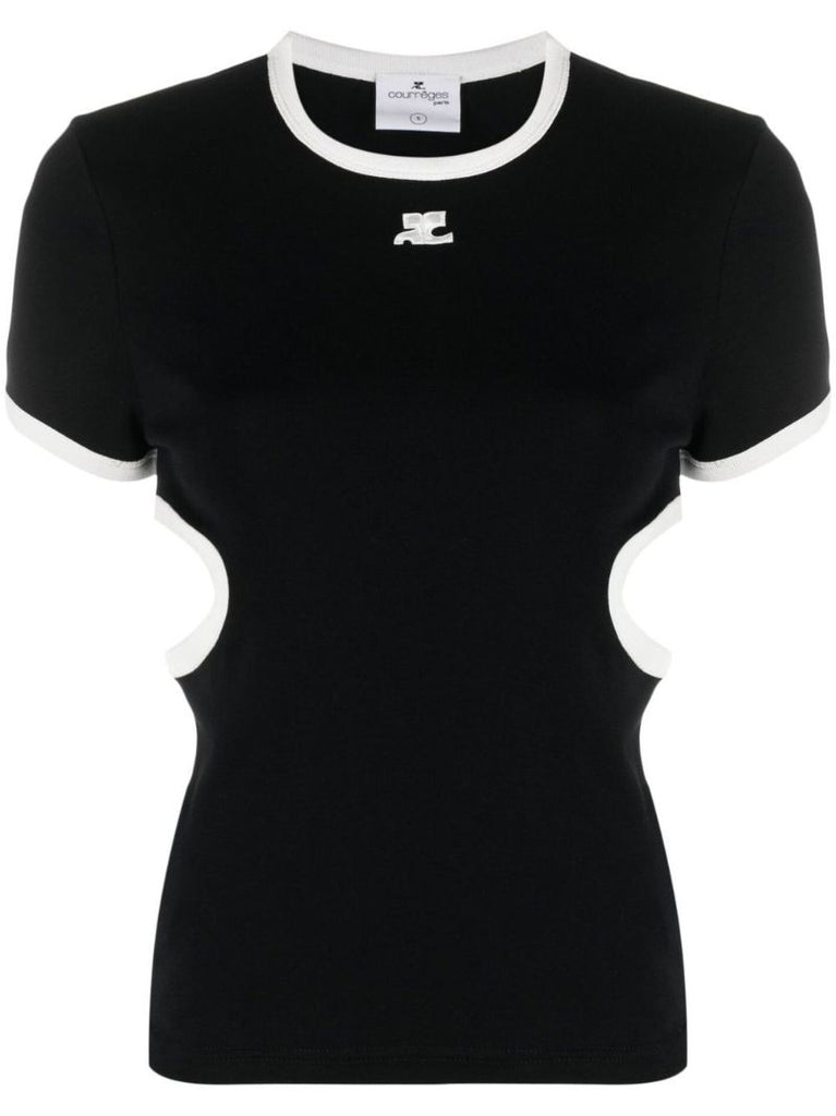 Black Cut-out Cotton T-shirt