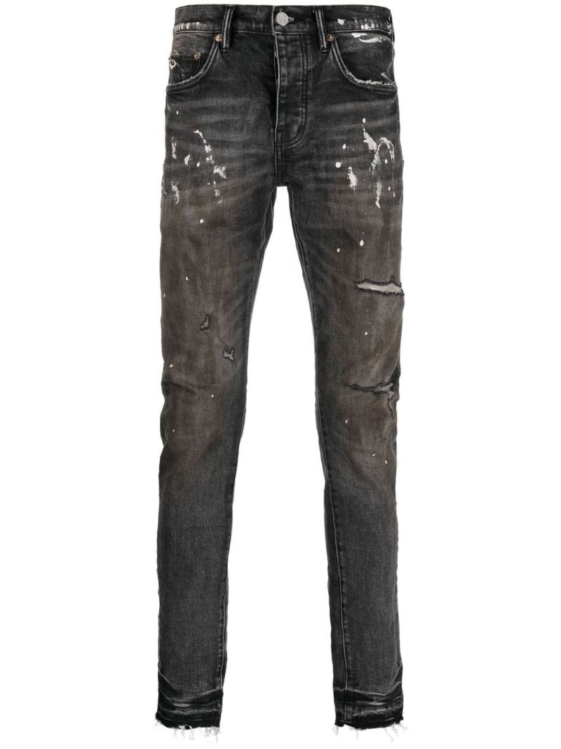 Black Vintage Distressed Slim-fit Jeans