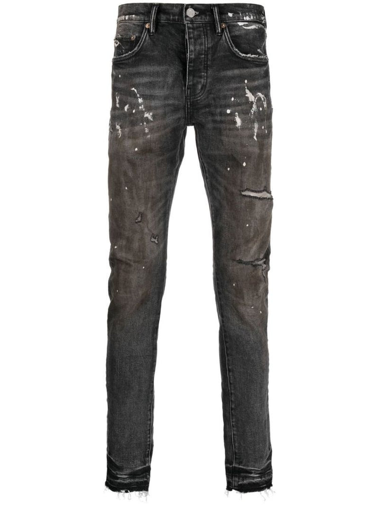 Black Vintage Distressed Slim-fit Jeans