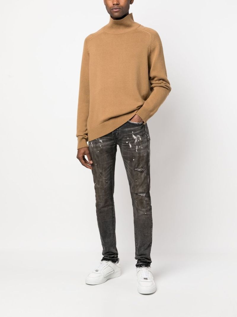 Black Vintage Distressed Slim-fit Jeans
