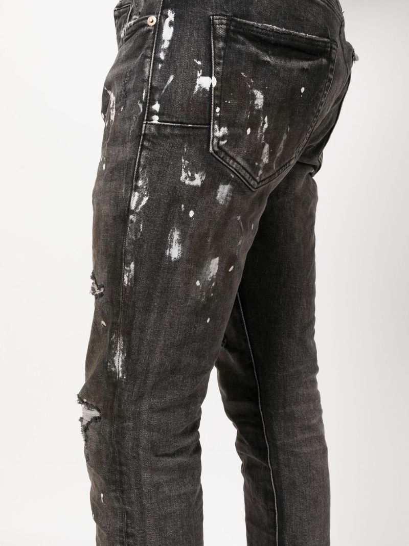 Black Vintage Distressed Slim-fit Jeans