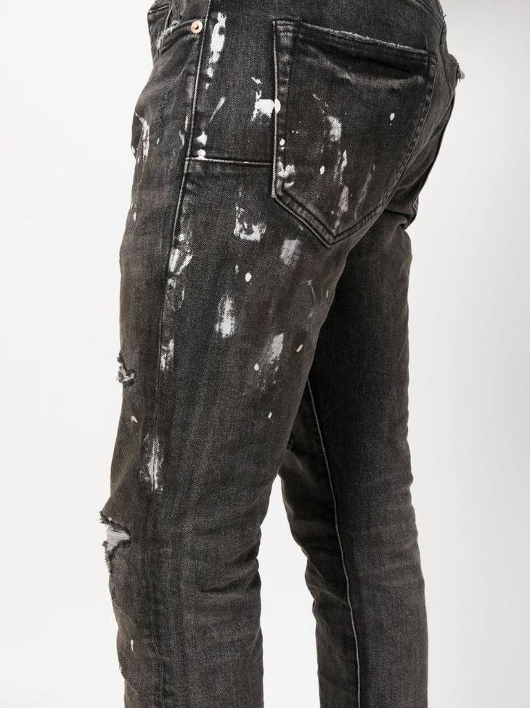 Black Vintage Distressed Slim-fit Jeans