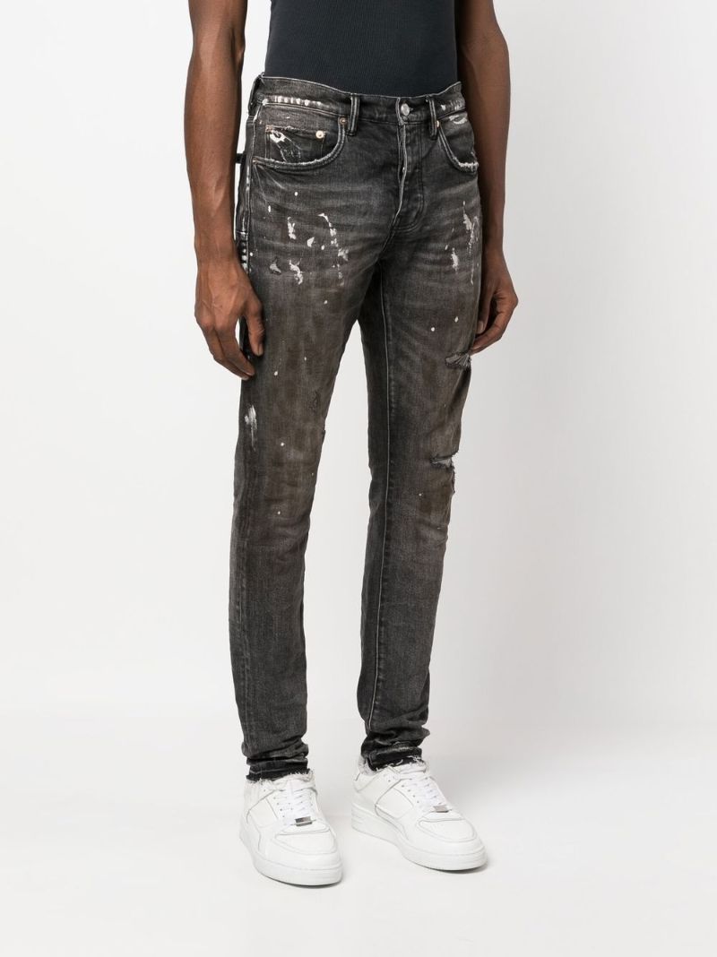 Black Vintage Distressed Slim-fit Jeans