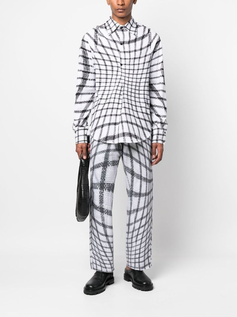 White Rowdy Grid Print Shirt