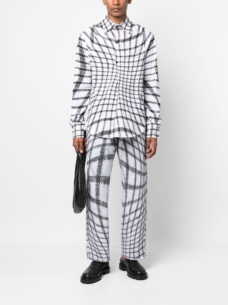 White Rowdy Grid Print Shirt