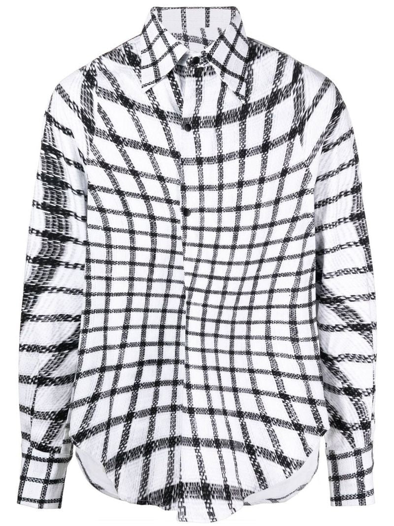 White Rowdy Grid Print Shirt