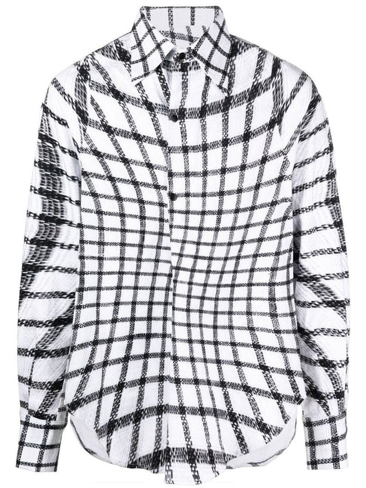 White Rowdy Grid Print Shirt