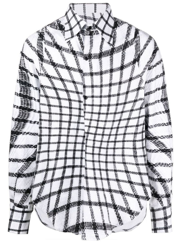 White Rowdy Grid Print Shirt