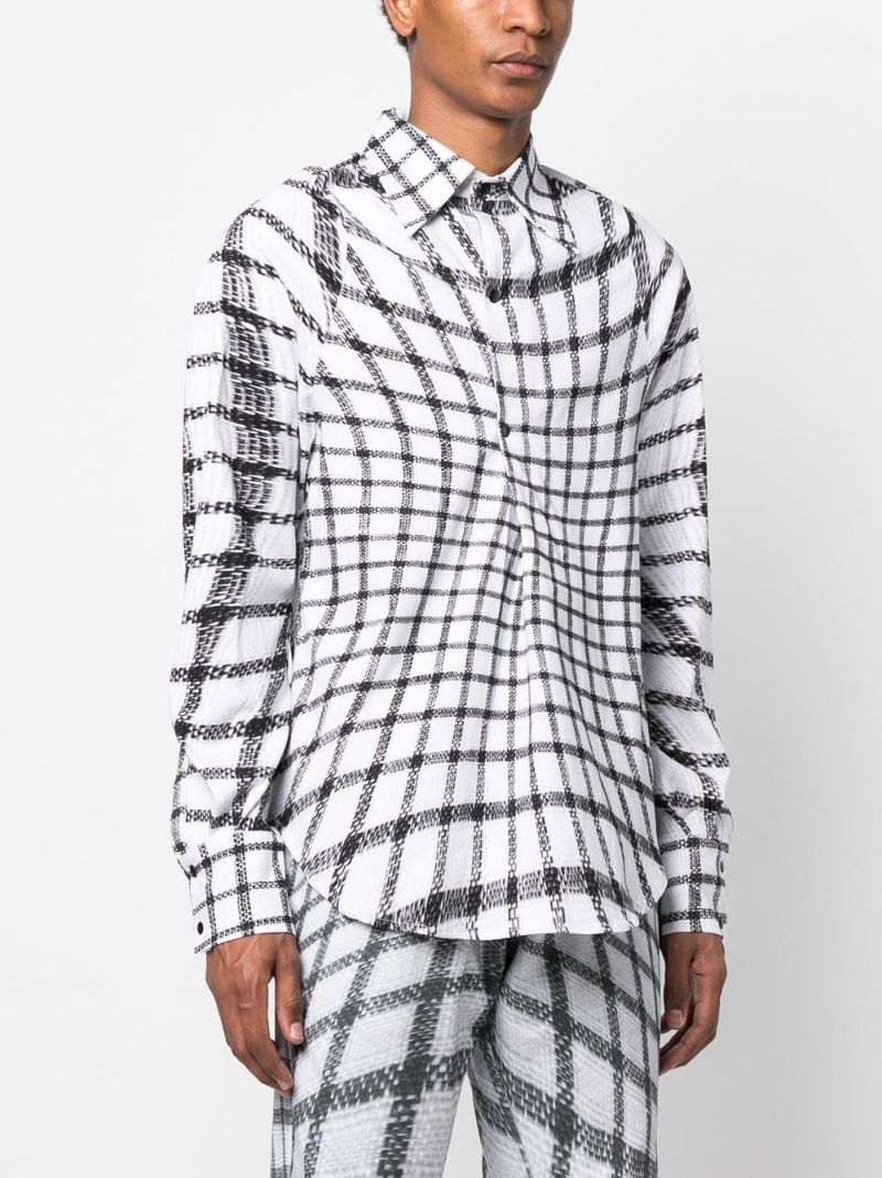 White Rowdy Grid Print Shirt