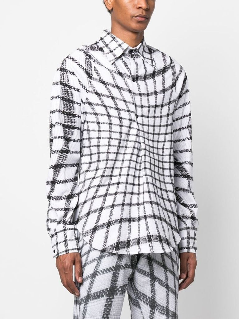 White Rowdy Grid Print Shirt