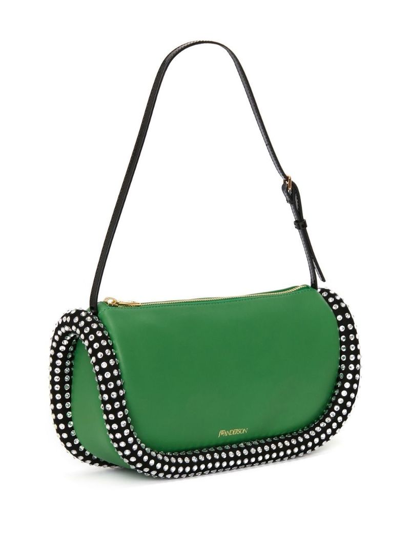 Green Bumper-15 Crystal-embellished Shoulder Bag