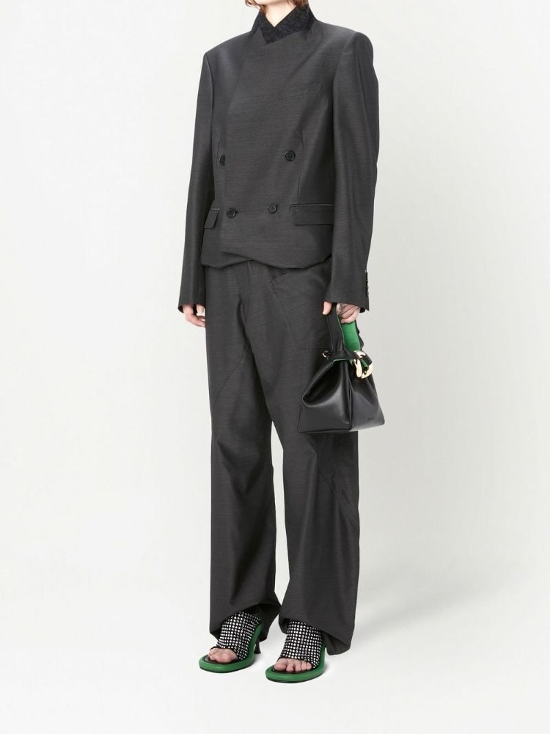 Black Chain Link Pochette Leather Top Handle Bag