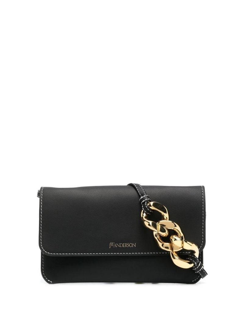 Black Leather Chain Phone Bag