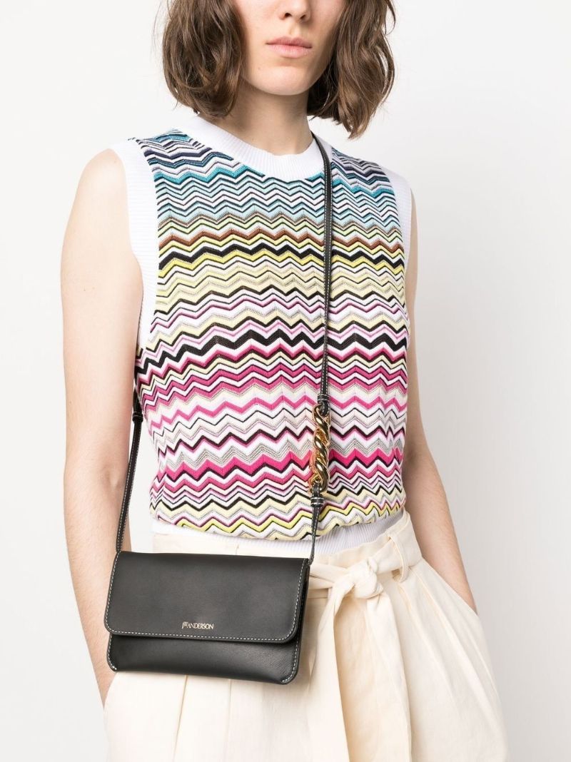 Black Leather Chain Phone Bag