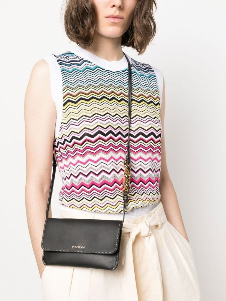 Black Leather Chain Phone Bag
