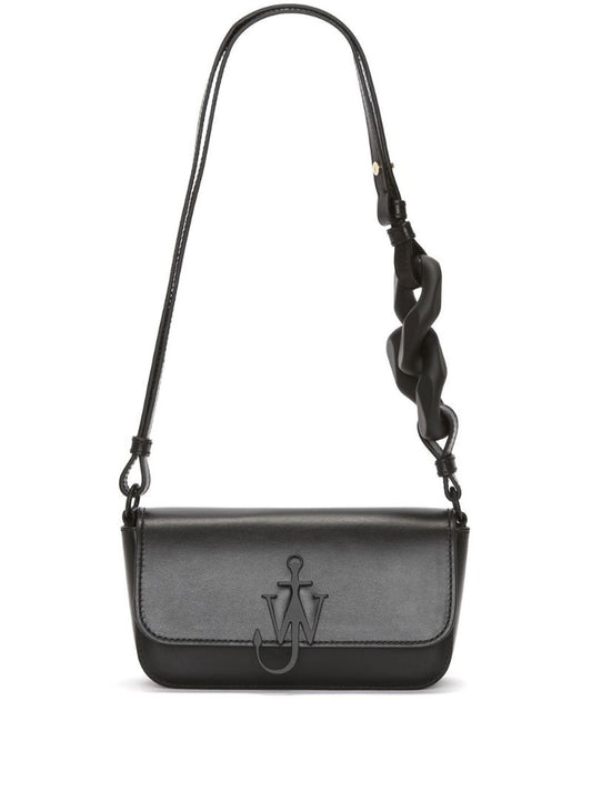Black Anchor Chain Leather Shoulder Bag