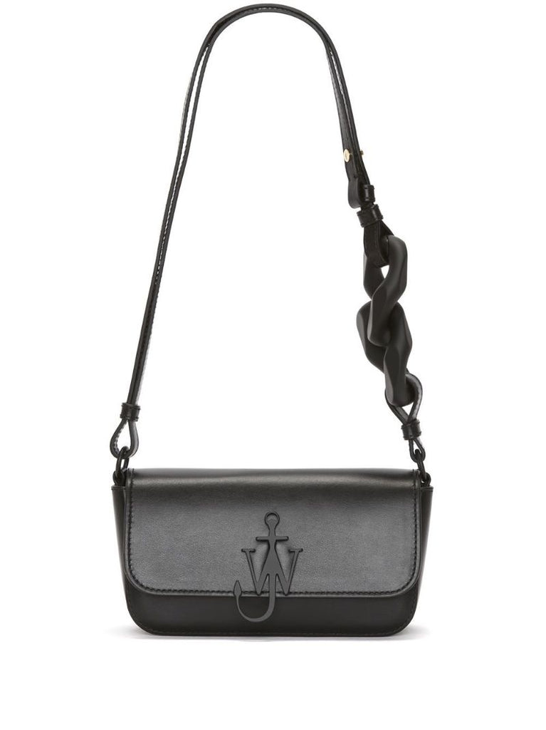 Black Anchor Chain Leather Shoulder Bag
