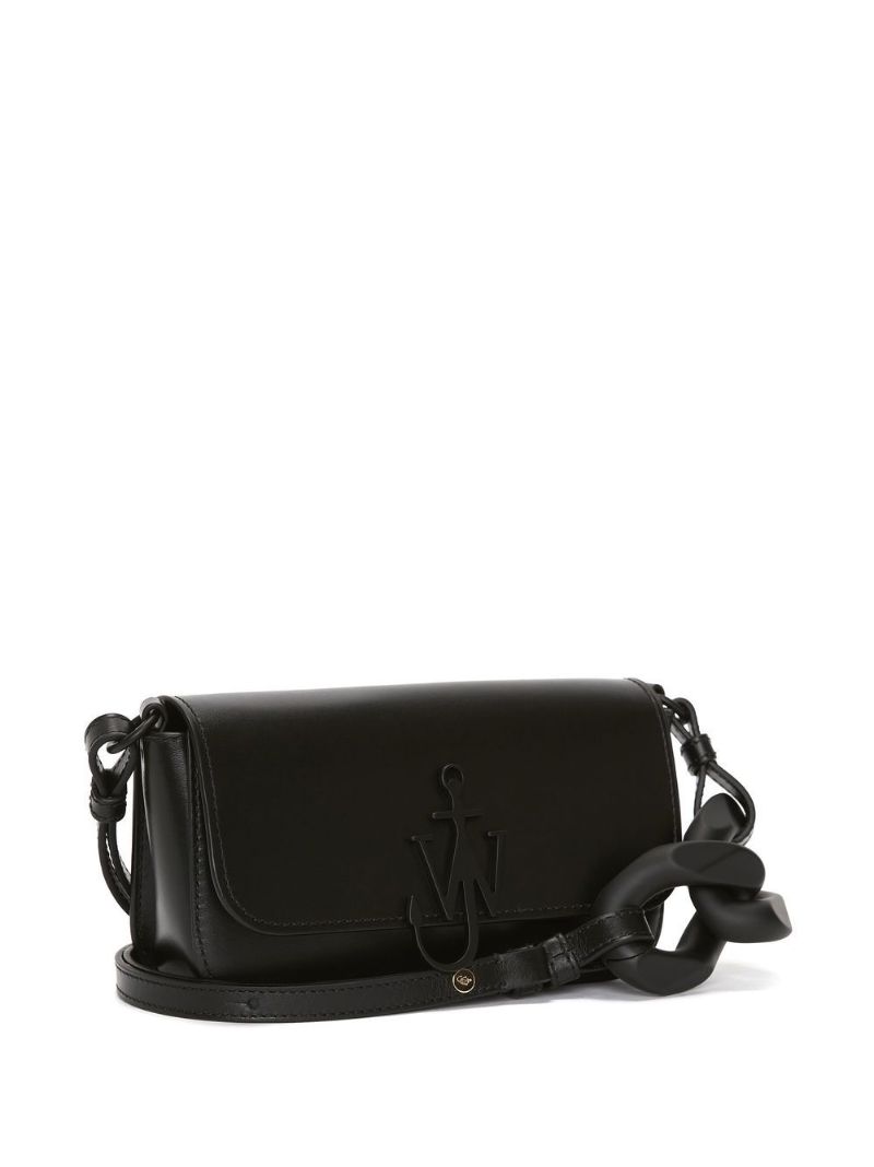 Black Anchor Chain Leather Shoulder Bag