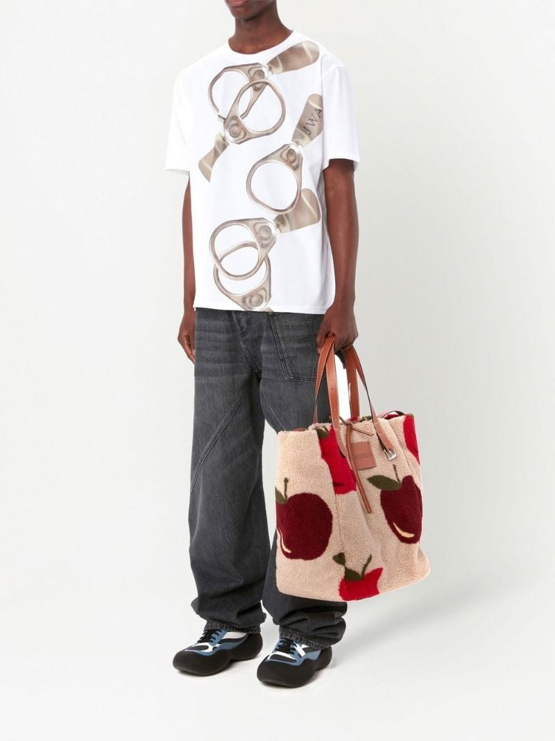 Neutral Apple Print Fleece Tote Bag