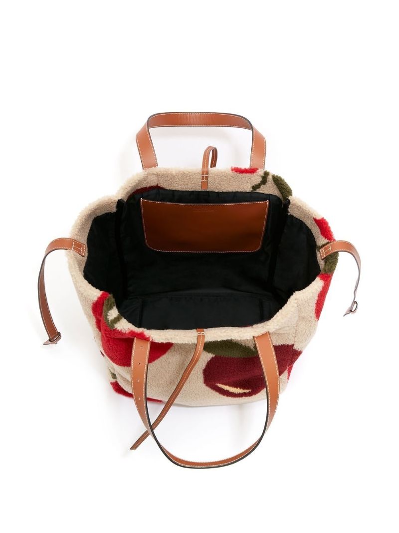 Neutral Apple Print Fleece Tote Bag