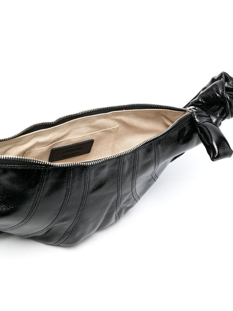 Black Coated Croissant Belt Bag