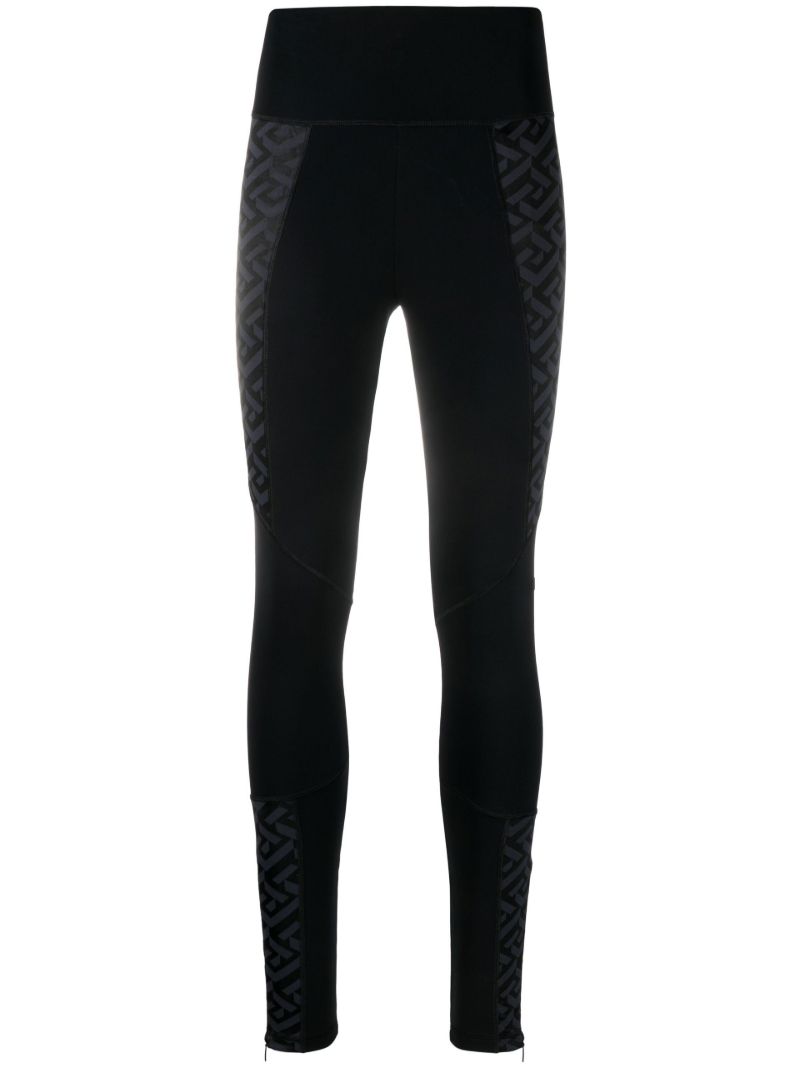 Black La Greca Print Leggings