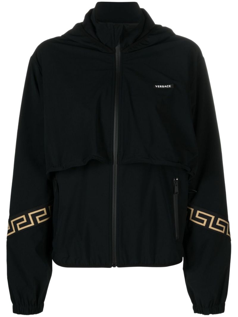 Black Greca Print Track Jacket