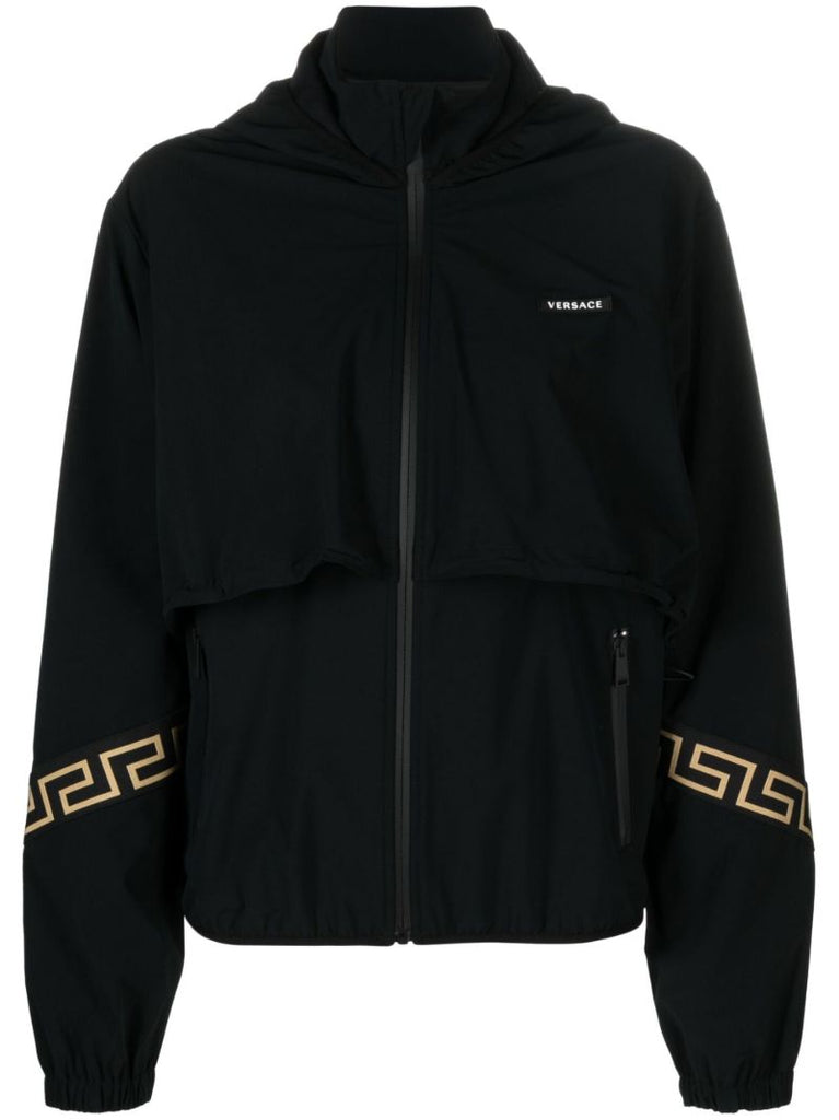 Black Greca Print Track Jacket