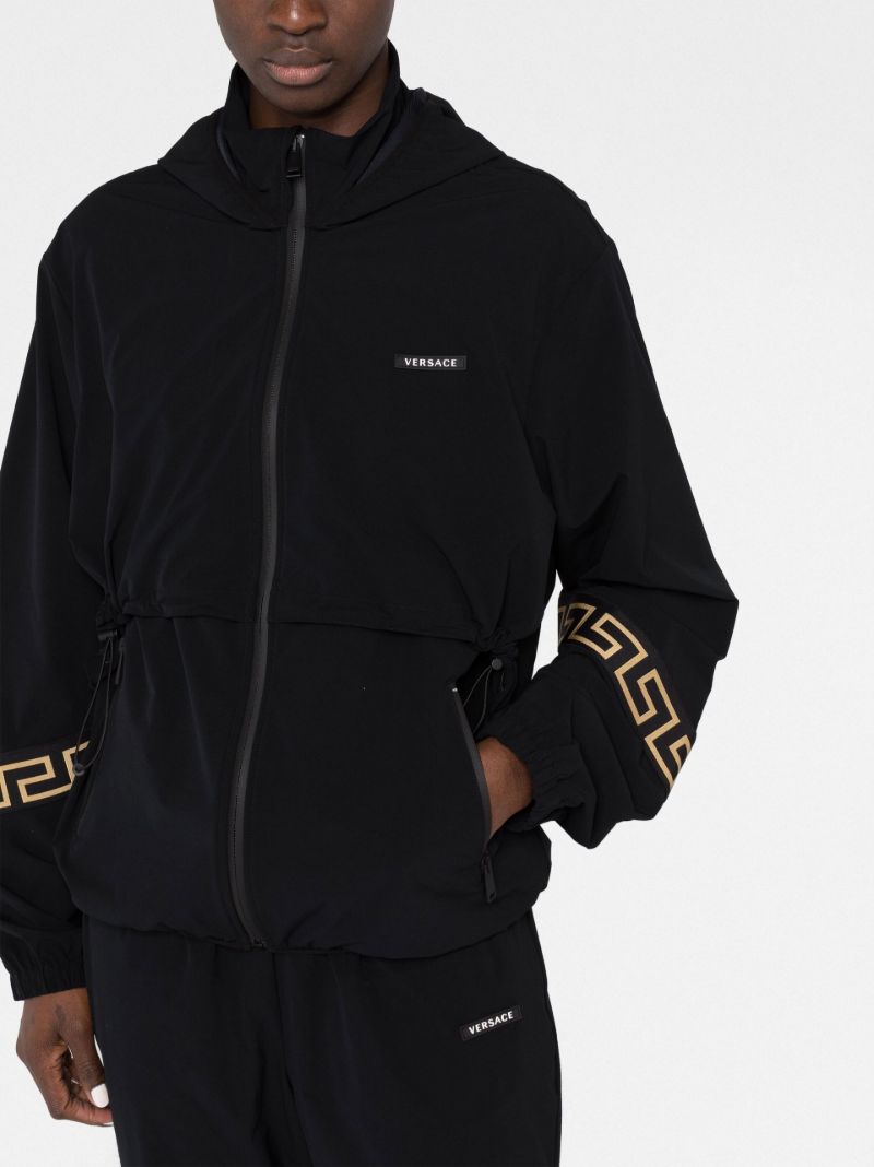 Black Greca Print Track Jacket