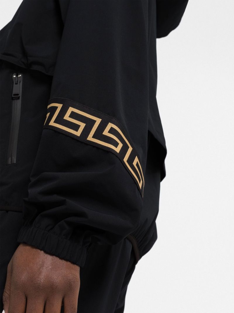 Black Greca Print Track Jacket