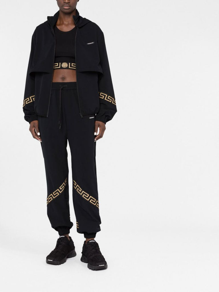 Black Greca Print Track Jacket