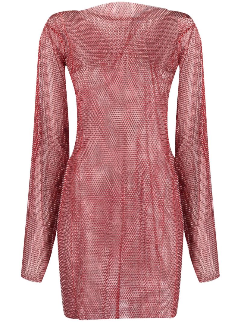 Red Diamond Rhinestone Embellished Mini Dress