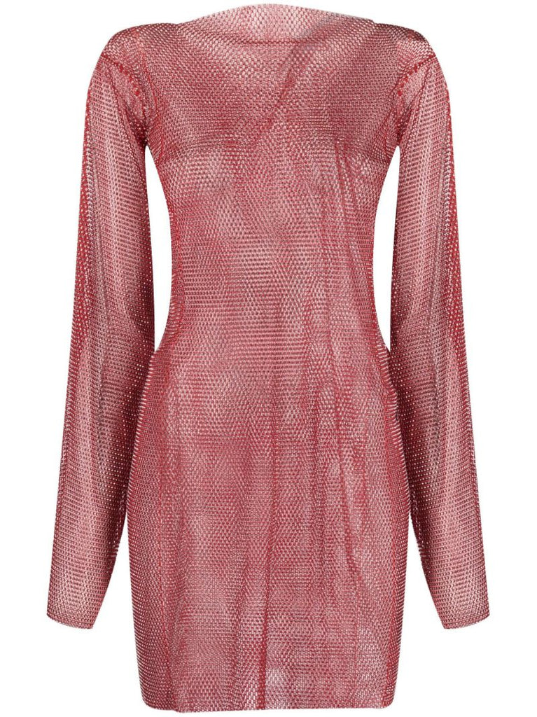 Red Diamond Rhinestone Embellished Mini Dress