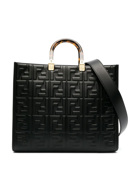 Black Sunshine Medium Leather Tote Bag