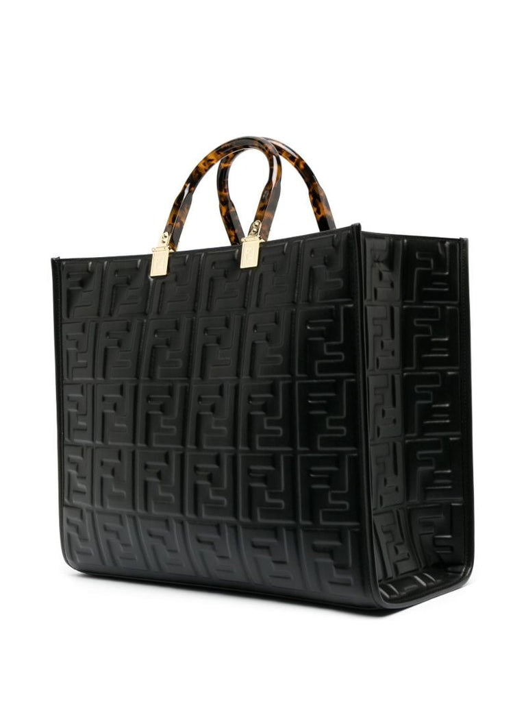 Black Sunshine Medium Leather Tote Bag