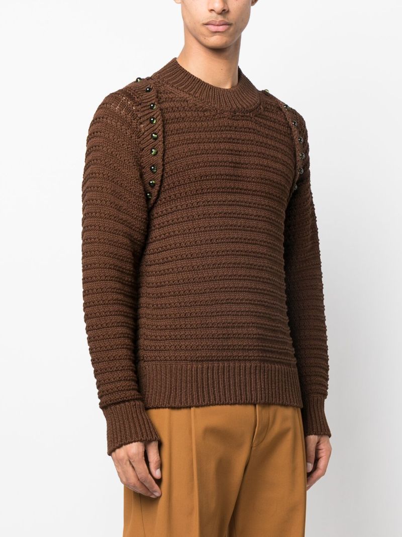 Brown Runak Knitted Crew Neck Jumper