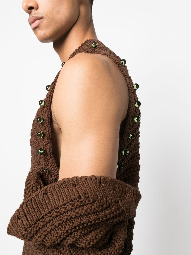 Brown Runak Knitted Crew Neck Jumper