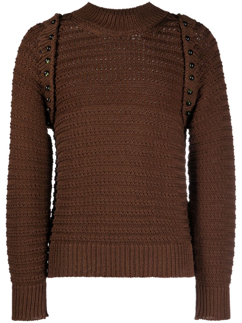 Brown Runak Knitted Crew Neck Jumper