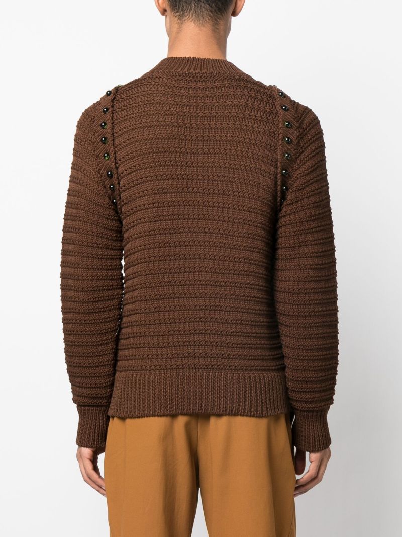 Brown Runak Knitted Crew Neck Jumper