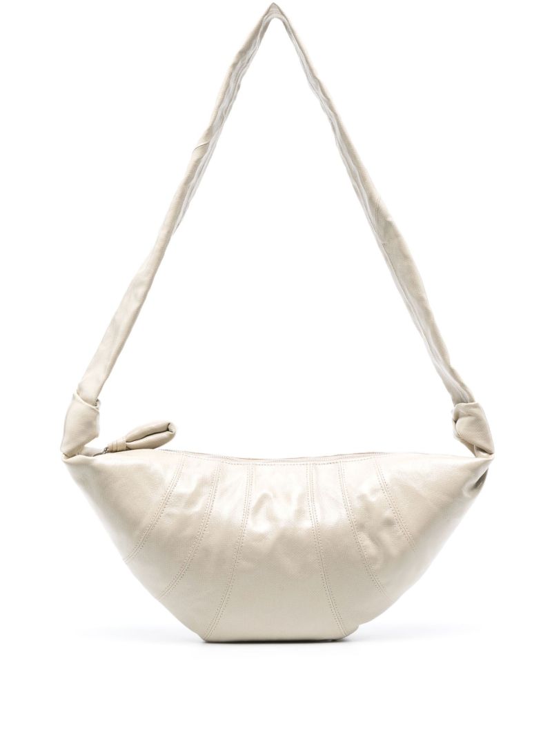 Neutral Croissant Leather Shoulder Bag
